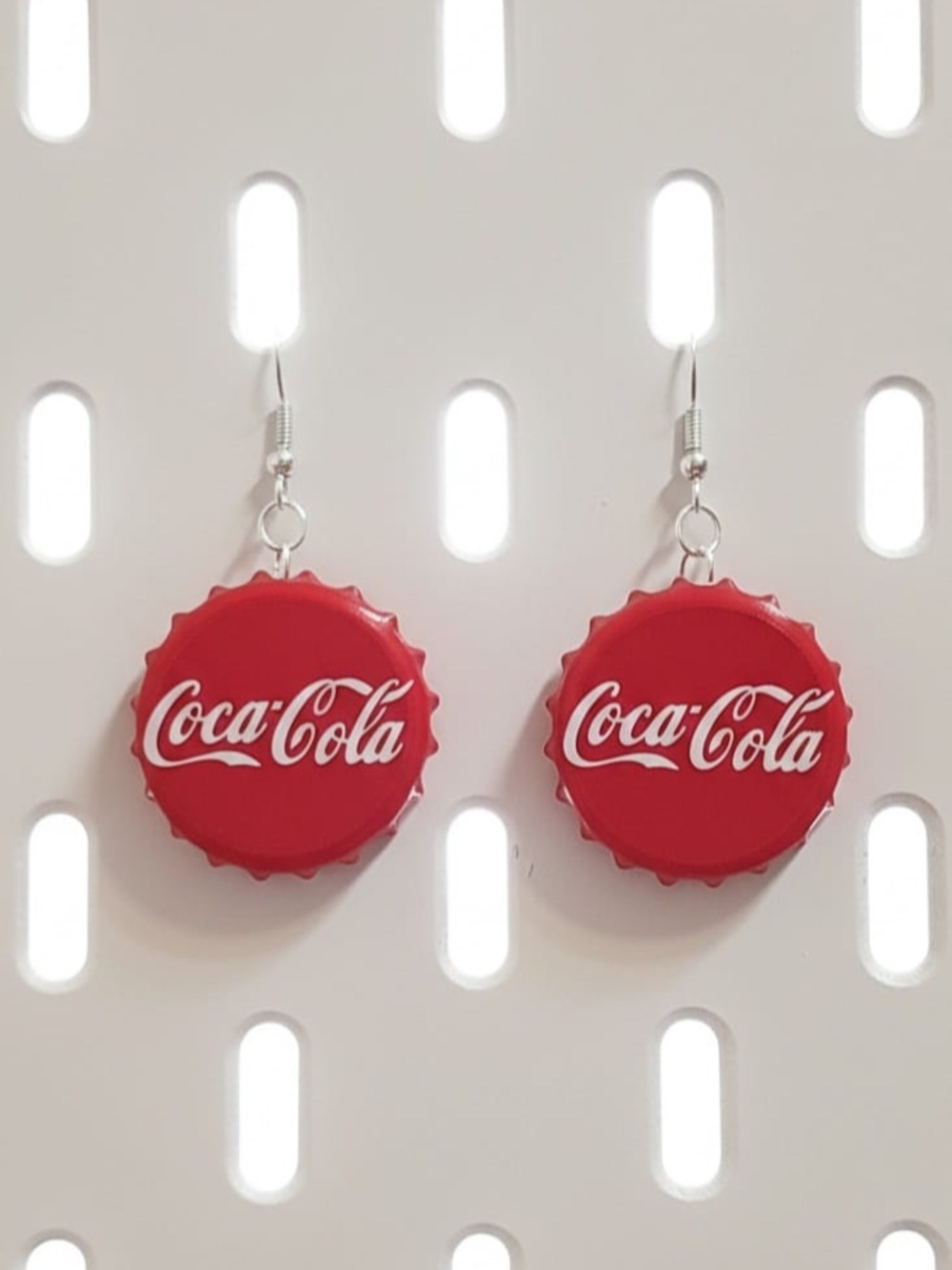 Coca Cola Red Bottle Cap Drop Earrings
